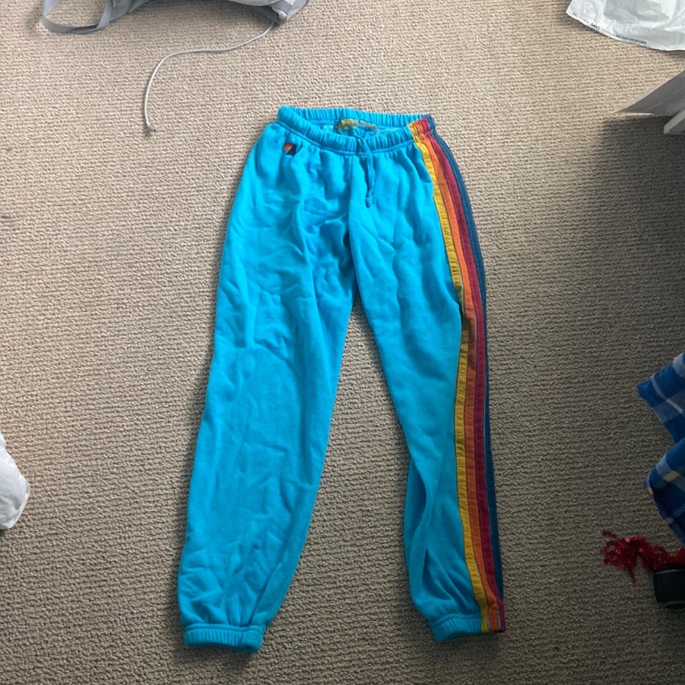 Aviator nation blue sunset 5 stripe sweatpants size Small